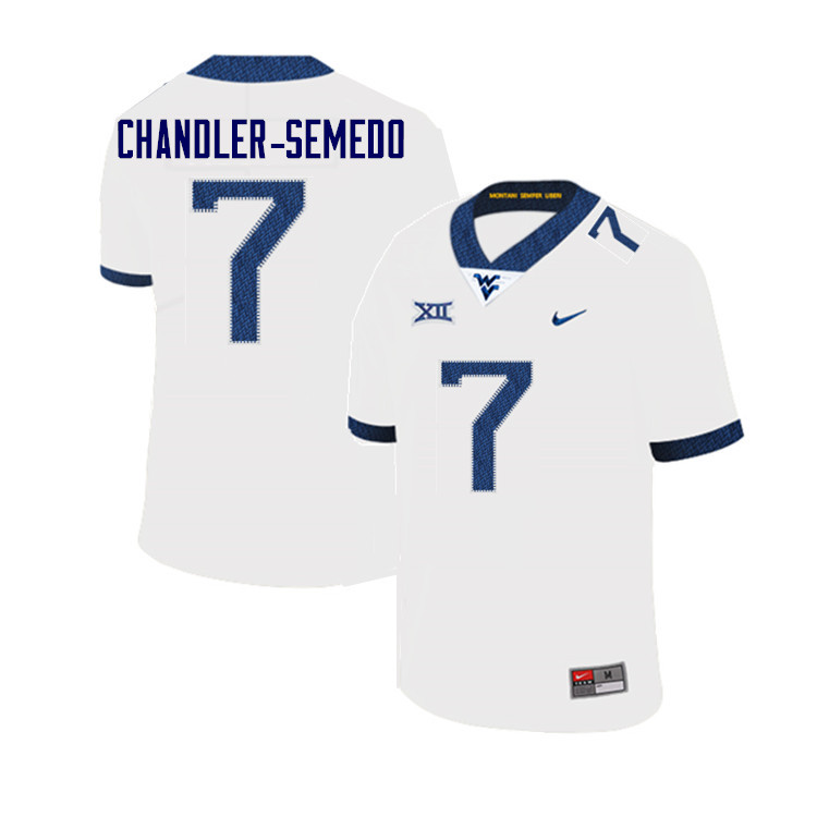 Men #7 Josh Chandler-Semedo West Virginia Mountaineers College Football Jerseys Sale-White - Click Image to Close